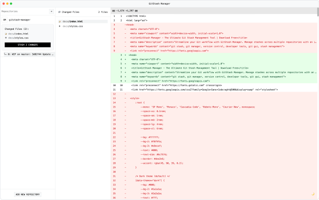 GitStash Manager - Light Mode